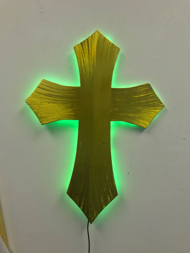 led church cross,lighted cross and lighted crosses in brushed aluminum