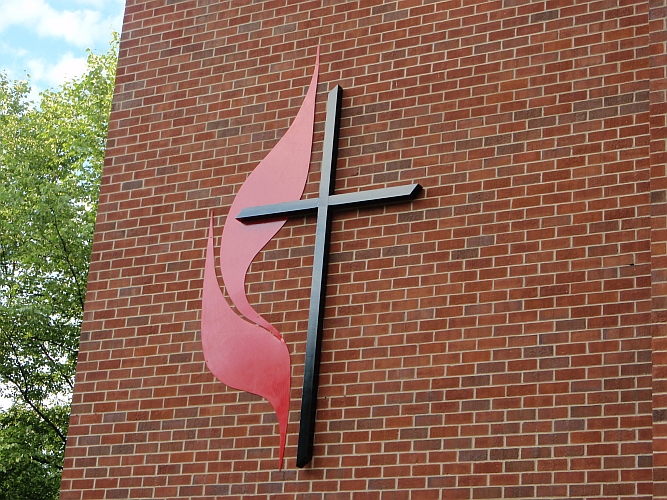 8 ft church wall cross in brushed aluminum