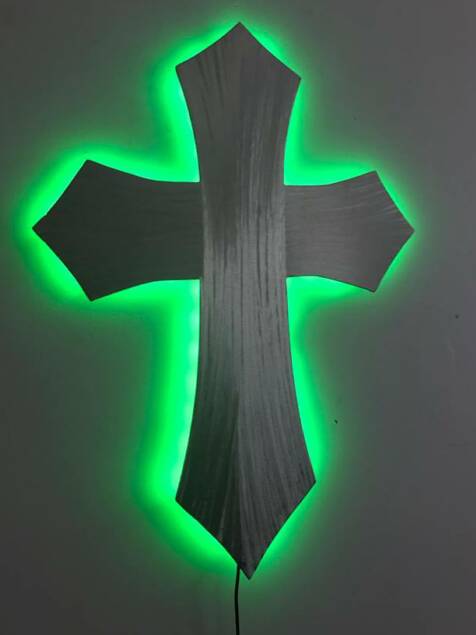 Led church cross in a wall cross lighted LED design