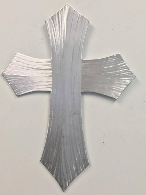contemporary church cross in brushed aluminum